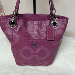 Coach Pink Tote Bag with Signature Design